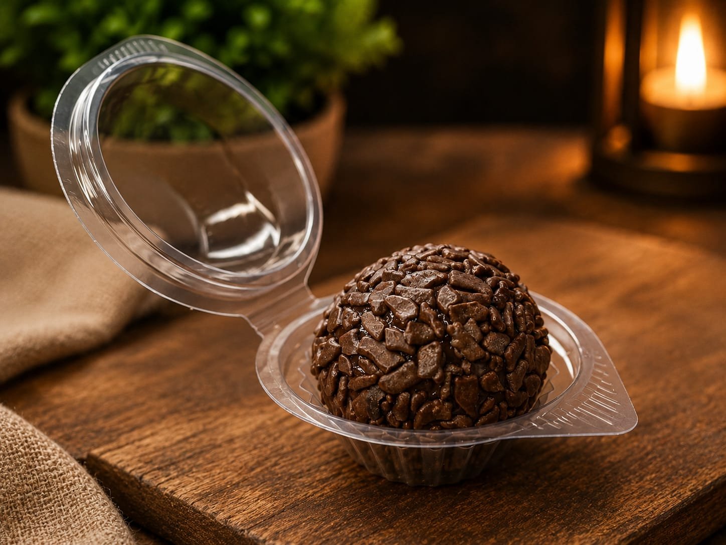 Embalagem de brigadeiro aberta