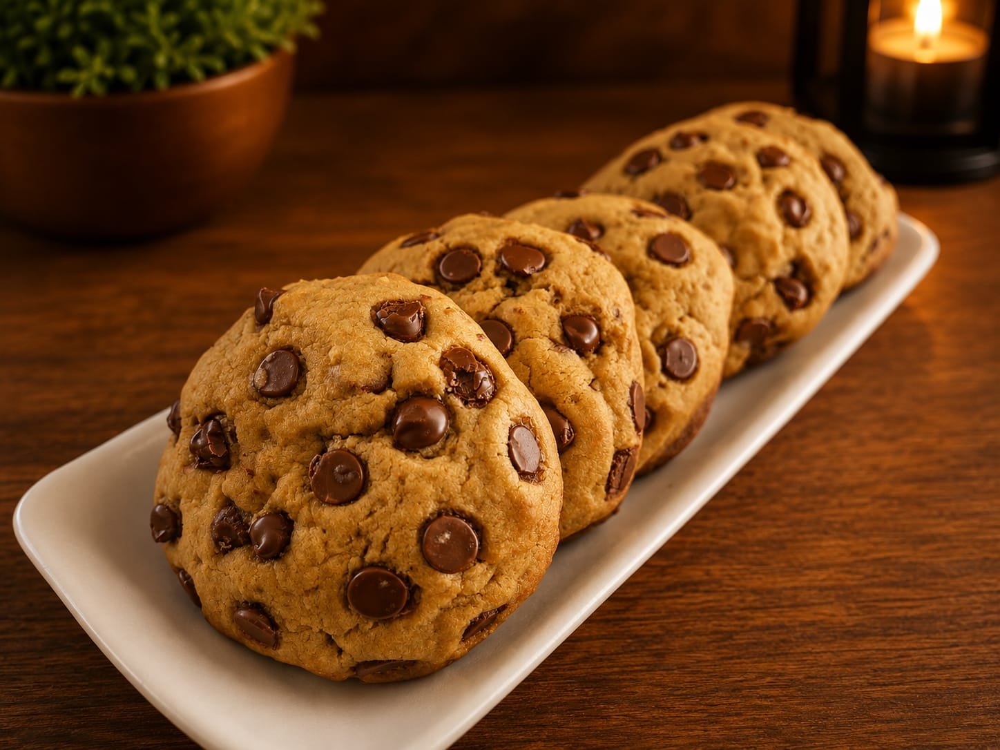 Cookies alinhados em travessa