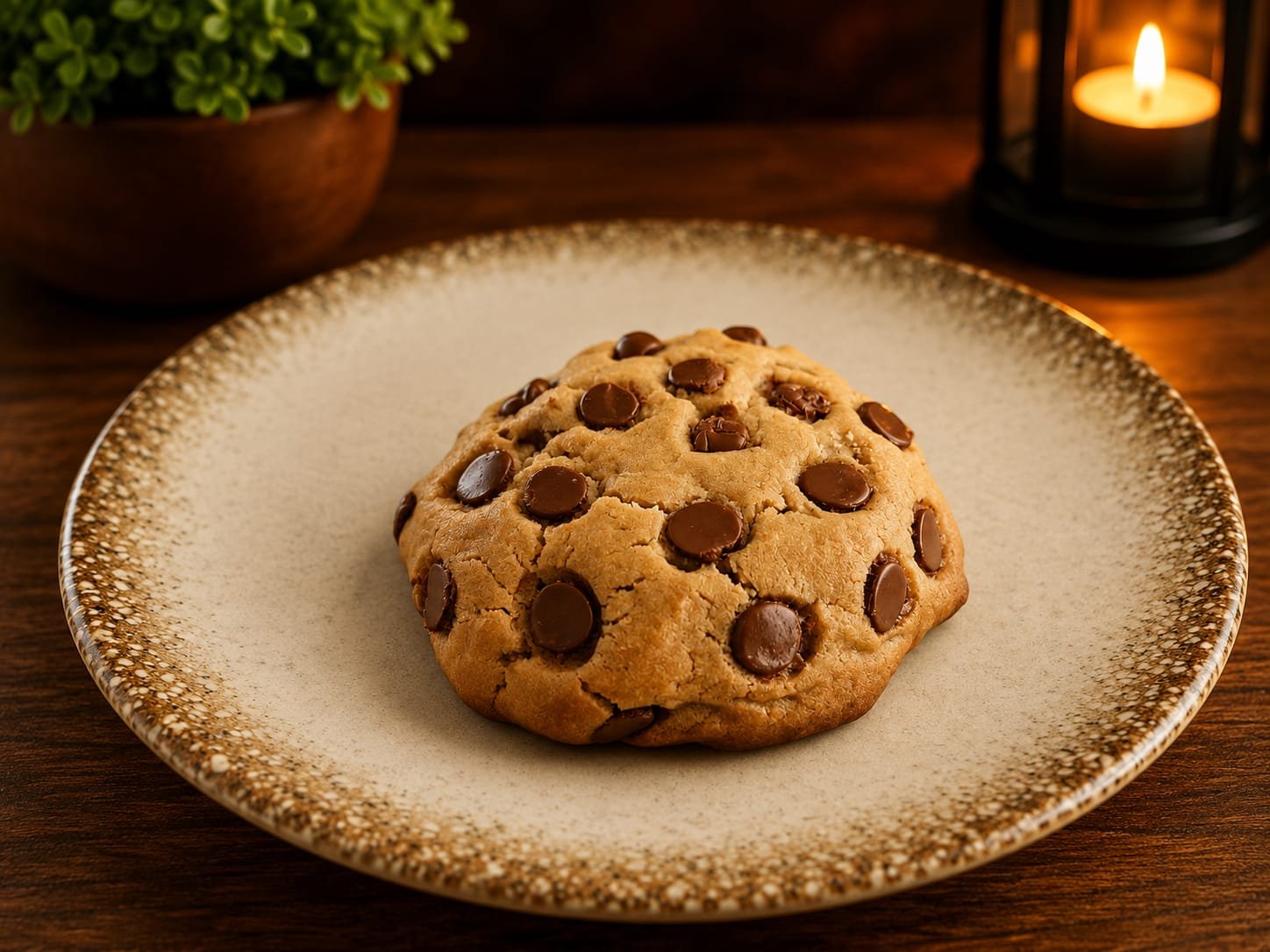Cookie servido em prato de cerâmica