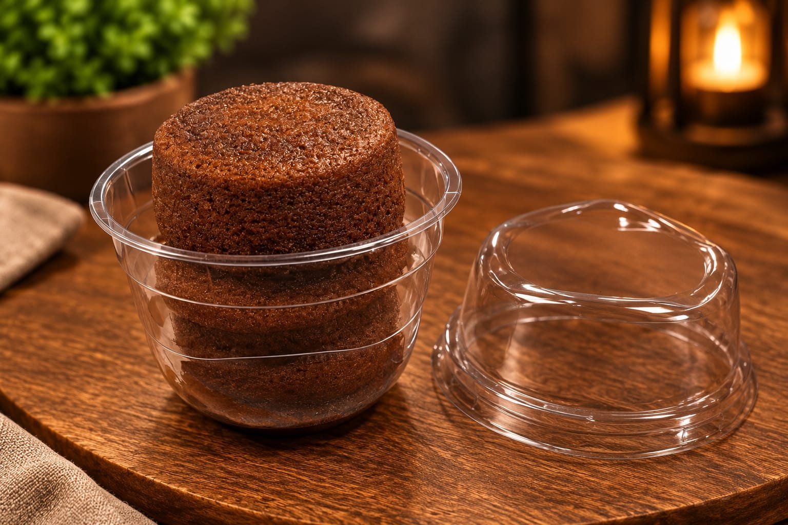 Pote de petit gâteau aberto