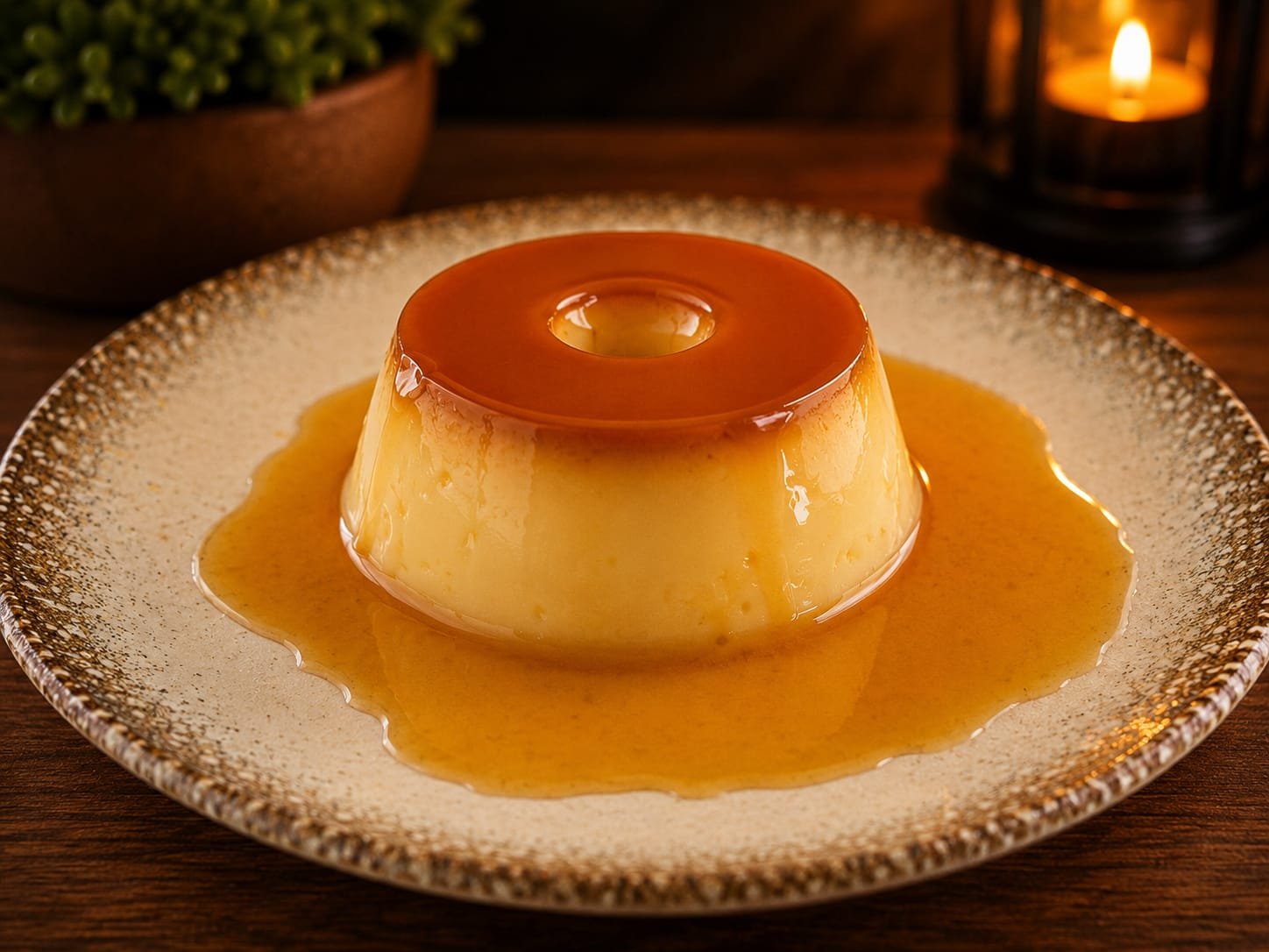 Pudim de leite com calda de caramelo